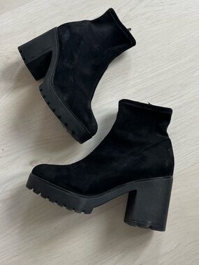 ALDO Black Women's Chunky Heel Sock Ankle Boots